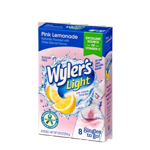 Wyler s Pink Lemonade Drink Mix Singles To Go, 8 Count, 12 Per Case